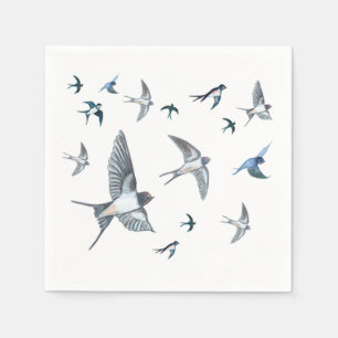 Flock Of Flying Swallow Birds Illustration Napkin