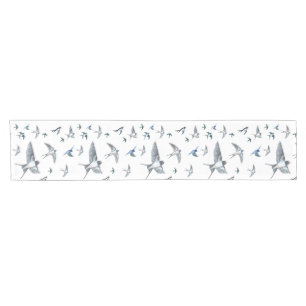 Flock Of Flying Swallow Birds Illustration Short Table Runner