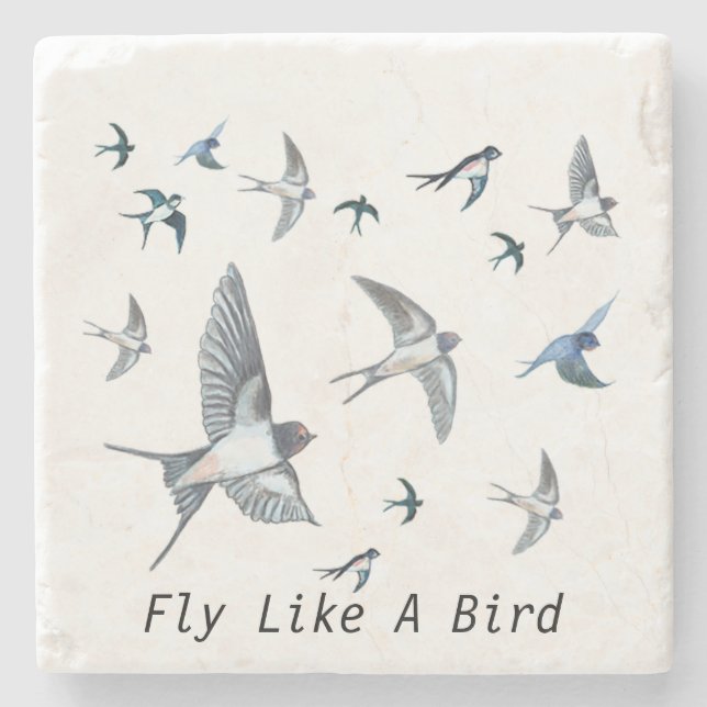 Flock Of Flying Swallow Birds Illustration Stone Coaster (Front)