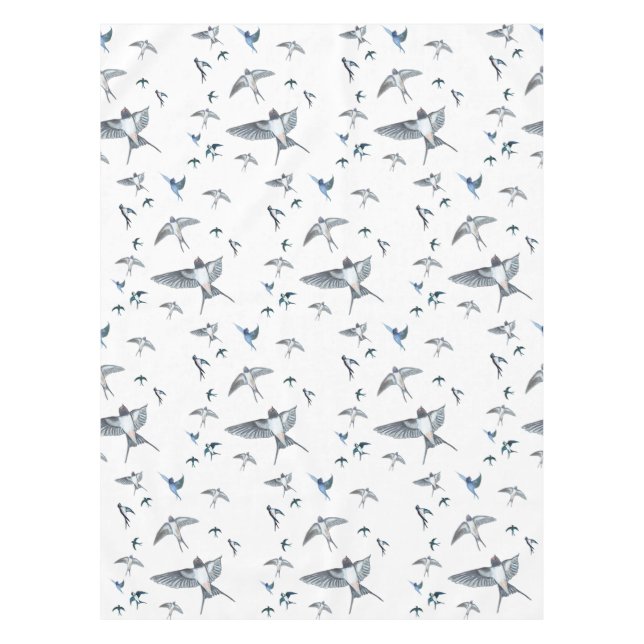 Flock Of Flying Swallow Birds Illustration Tablecloth (Front)