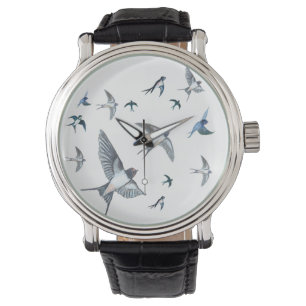 Flock Of Flying Swallow Birds Illustration Watch