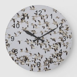 Flock of Geese in Flight Large Clock