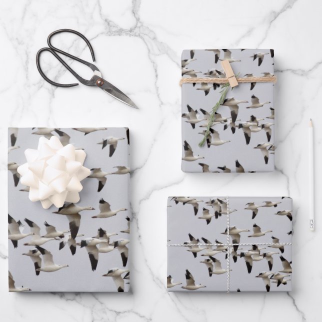 Flock of Geese in Flight Wrapping Paper Sheet (Front)