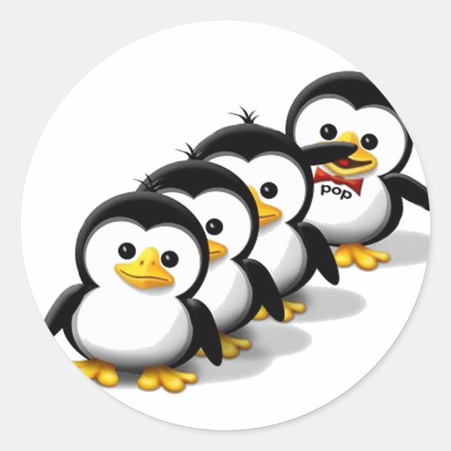 Flock of Penguins Classic Round Sticker (Front)