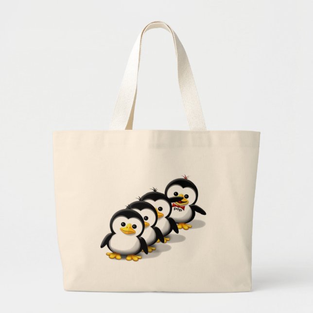 Flock of Penguins Large Tote Bag (Front)