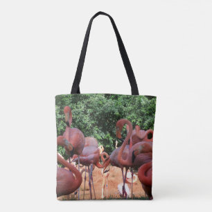 Flock Of Pink Flamingos on a tote bag