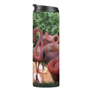 Flock Of Pink Flamingos Thermal Tumbler