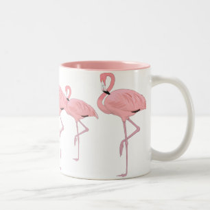 flock of pink flamingos Two-Tone coffee mug