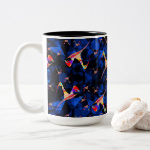 Flock of Rainbow Birds in the Sky Two-Tone Coffee Mug