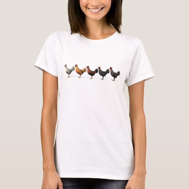 Flock Of Roosters T-Shirt (Front)