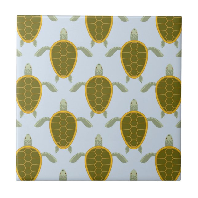 Flock Of Sea Turtles Pattern Ceramic Tile (Front)