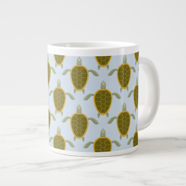 Flock Of Sea Turtles Pattern Large Coffee Mug (Front Right)