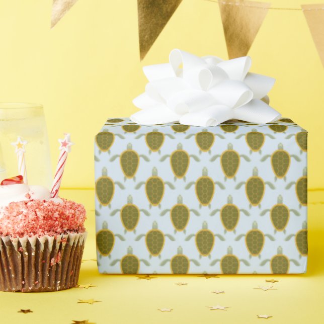 Flock Of Sea Turtles Pattern Wrapping Paper (Birthday Party)