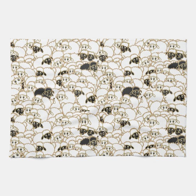 flock of sheep tea towel (Horizontal)