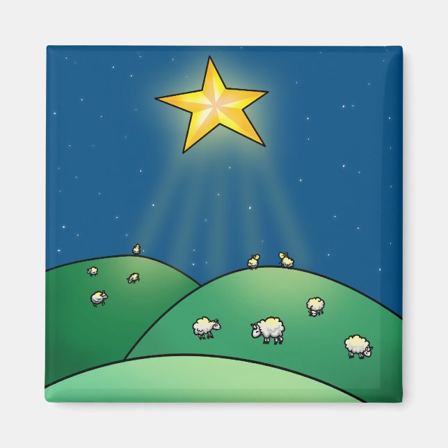 Flock of Sheep under Christmas Star Magnet (Front)