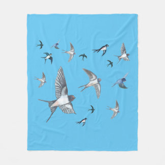  Flock of swallow birds flying Fleece Blanket