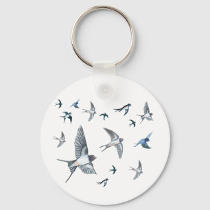 Flock of swallow birds flying Key Ring