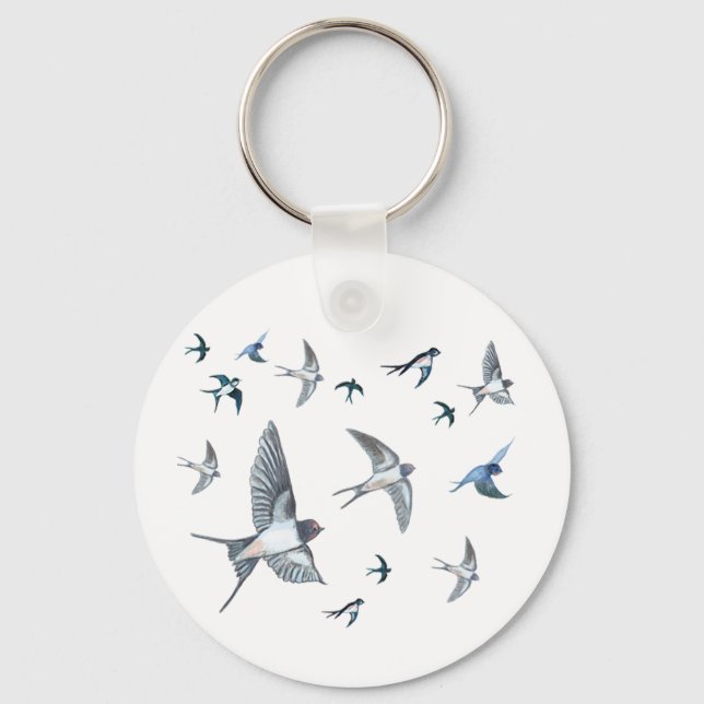  Flock of swallow birds flying  Key Ring (Front)