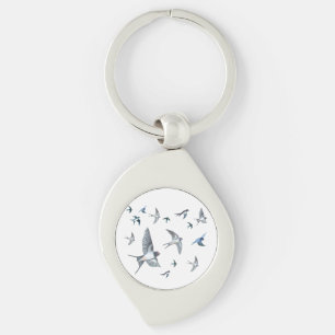 Flock of swallow birds flying Key Ring
