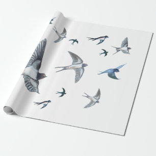  Flock of swallow birds flying  Wrapping Paper