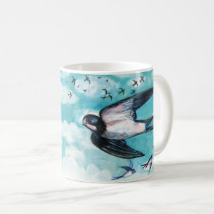 Flock of Swallows Flying Coffee Mug