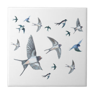 Flock of Swallows in Flight  Ceramic Tile