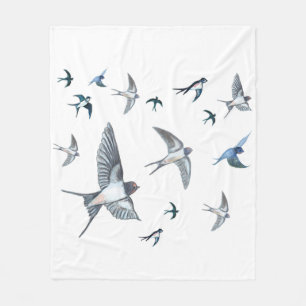 Flock of Swallows in Flight  Fleece Blanket