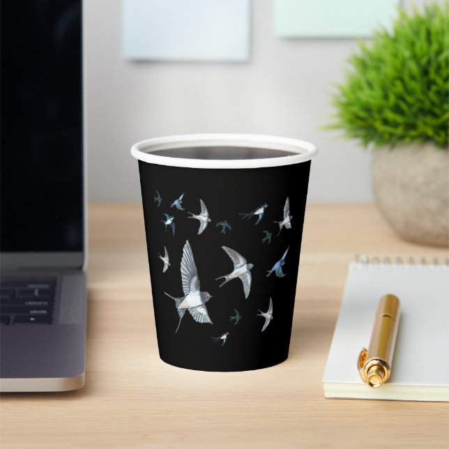 Flock of Swallows in Flight Paper Cups (Insitu)