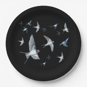 Flock of Swallows in Flight Paper Plate