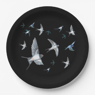 Flock of Swallows in Flight Paper Plate