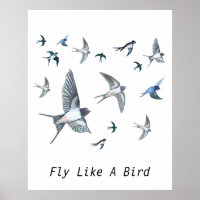 Flock of Swallows in Flight