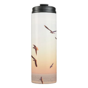 FLOCK OF WHITE-AND-BROWN BIRDS THERMAL TUMBLER