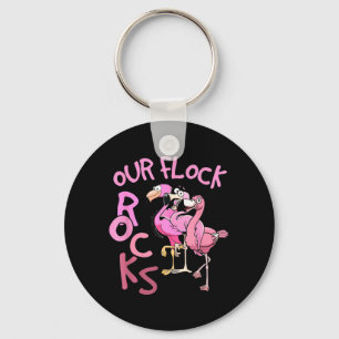 Flock Rocks Flamingo Matching Family Vacation Key Ring