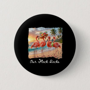 Flock Rocks Flamingo Matching Summer Vacation 6 Cm Round Badge