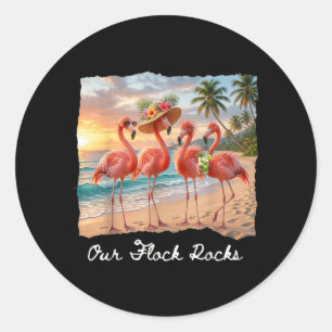 Flock Rocks Flamingo Matching Summer Vacation Classic Round Sticker