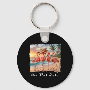 Flock Rocks Flamingo Matching Summer Vacation Key Ring