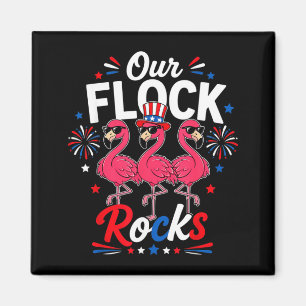 Flock Rocks Patriotic Flamingo Fireworks Usa Funny Magnet