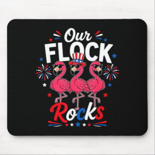 Flock Rocks Patriotic Flamingo Fireworks Usa Funny Mouse Pad