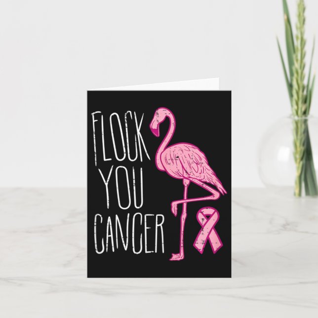 Flock You Breast Cancer Flamingo Pink Ribbon Aware Card (Front)