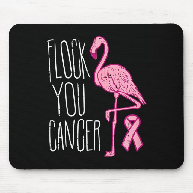 Flock You Breast Cancer Flamingo Pink Ribbon Aware Mouse Pad (Front)