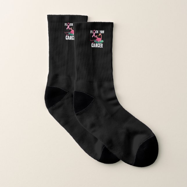 Flock You Cancer Flamingo Breast Cancer Fighter Di Socks (Pair)