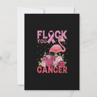Flock You Cancer Pink Ribbon Flamingo Breast Cance Invitation