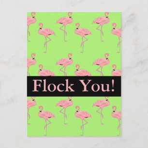 Flock You Pink Flamingo Flocking Party Invitation Postcard