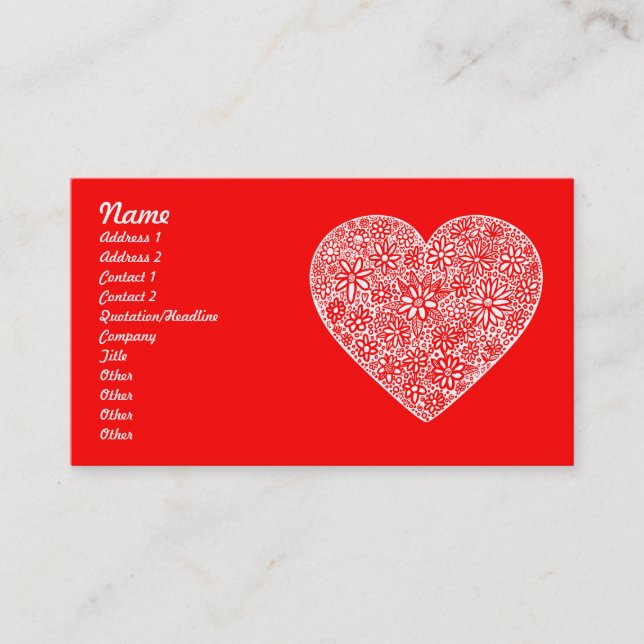 Flocked Heart - Customised Business Card (Front)