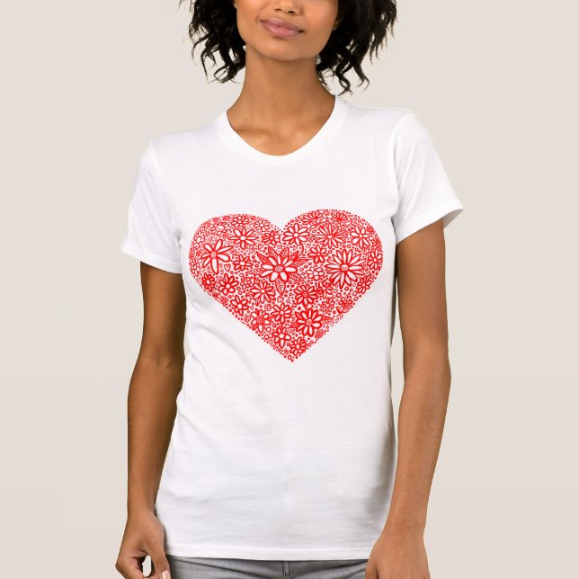 Flocked Heart - Customised T-Shirt (Front)