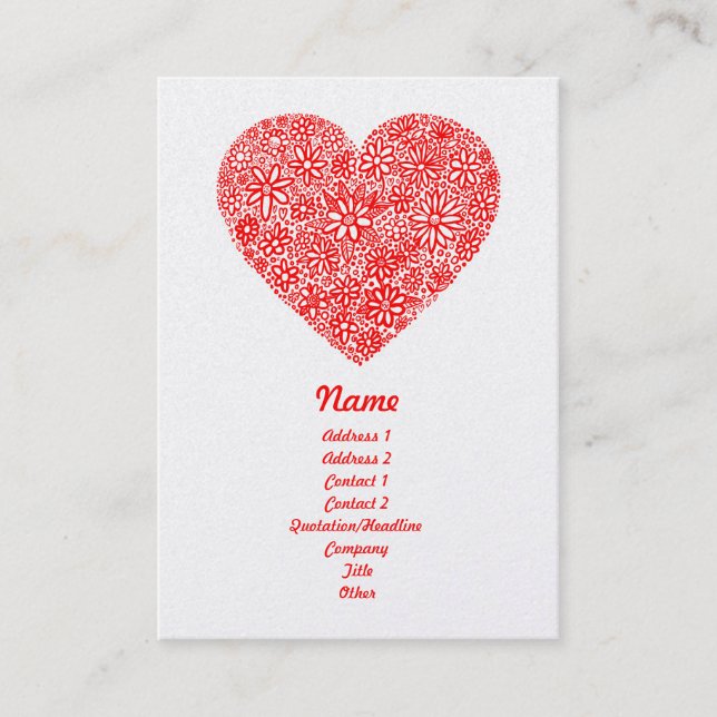 Flocked Heart - Gold - Vertical Business Card (Front)