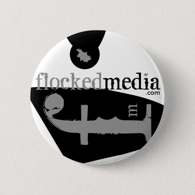 Flocked Media Grey Side Logos Button (Front)