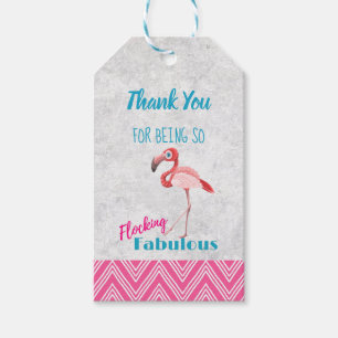 Flocking Fabulous Pun w/ Pink Flamingo Thank You Gift Tags