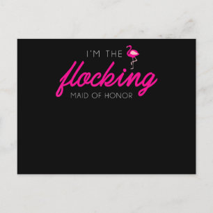Flocking Maid Of Honour Flamingo Bachelorette Part Announcement Postcard