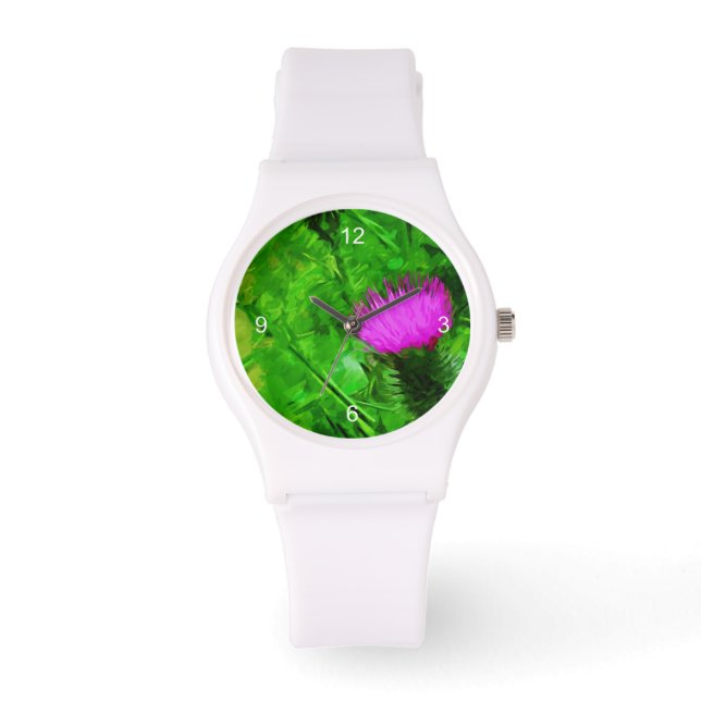 Flodmans Thistle Purple Wildflower Abstract Watch (Front)